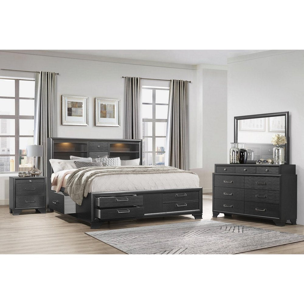 27" Gray Wood Two Drawer Nightstand