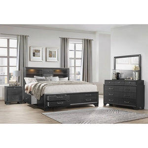 27" Gray Wood Two Drawer Nightstand