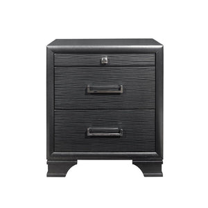 27" Gray Wood Two Drawer Nightstand
