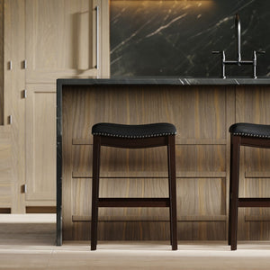 31" Black and Espresso Solid Wood Backless Bar Height Bar Chair