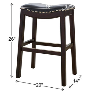 26" Black and Espresso Solid Wood Backless Counter Height Bar Chair