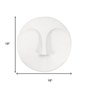 10" White Ceramic Face Round Wall Decor