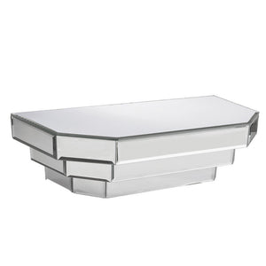 16" Silver Mirrored Glass Hanging Dimensional Floating Shelf