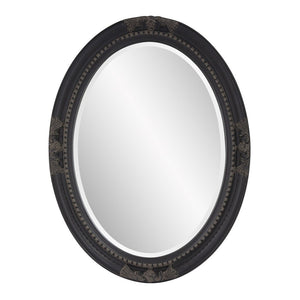 33" Black Ornate Oval Wood Framed Accent Mirror