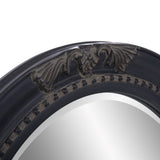 33" Black Ornate Oval Wood Framed Accent Mirror