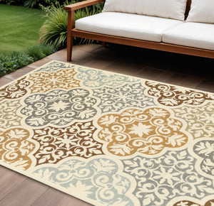 8' X 13' Gray And Ivory Moroccan Indoor Outdoor Area Rug