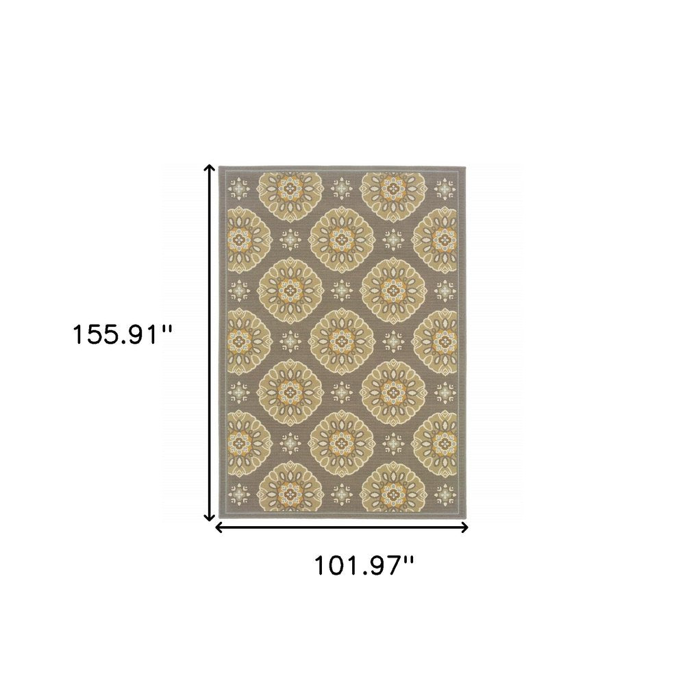 8' X 13' Gray Moroccan Indoor Outdoor Area Rug