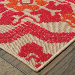 8' Pink And Orange Moroccan Indoor Outdoor Area Rug