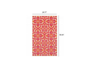 8' Pink And Orange Moroccan Indoor Outdoor Area Rug