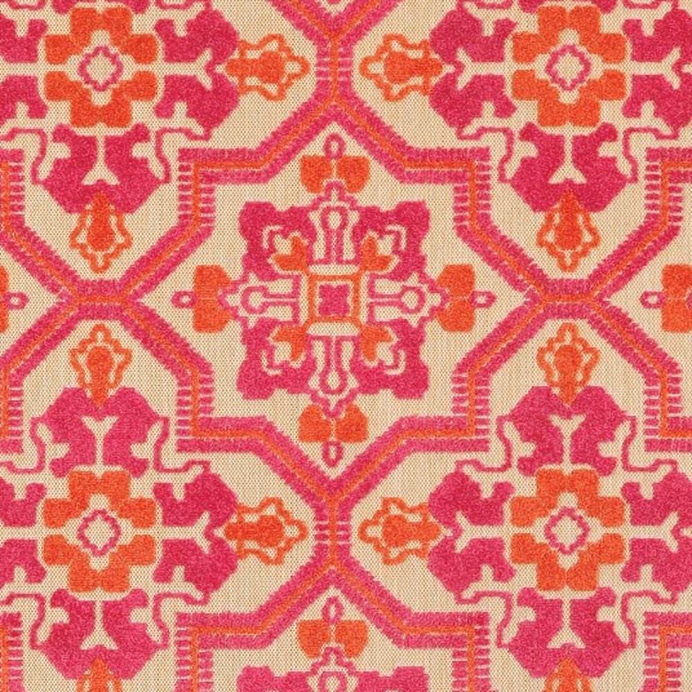 8' Pink And Orange Moroccan Indoor Outdoor Area Rug