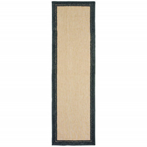 8' Beige And Black Indoor Outdoor Area Rug