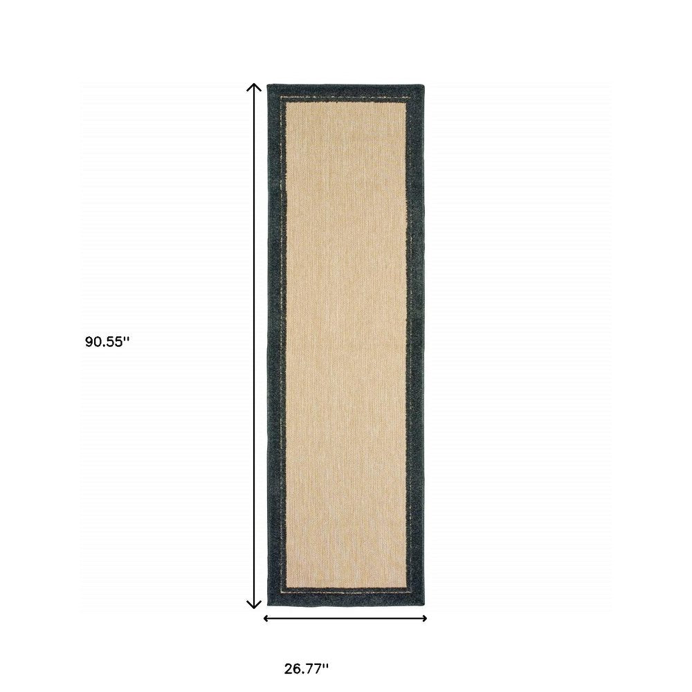 8' Beige And Black Indoor Outdoor Area Rug