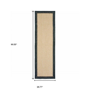 8' Beige And Black Indoor Outdoor Area Rug