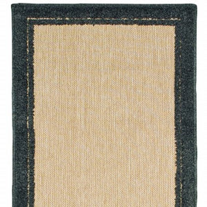 7' X 10' Beige And Black Indoor Outdoor Area Rug