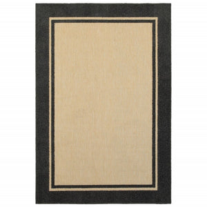 7' X 10' Beige And Black Indoor Outdoor Area Rug