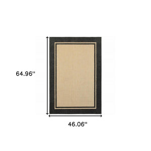 8' Beige And Black Indoor Outdoor Area Rug