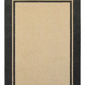 8' Beige And Black Indoor Outdoor Area Rug