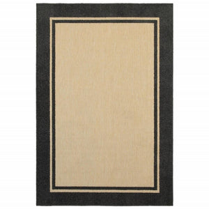 8' Beige And Black Indoor Outdoor Area Rug