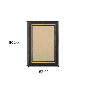 7' X 10' Beige And Black Indoor Outdoor Area Rug