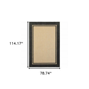 7' X 10' Beige And Black Indoor Outdoor Area Rug