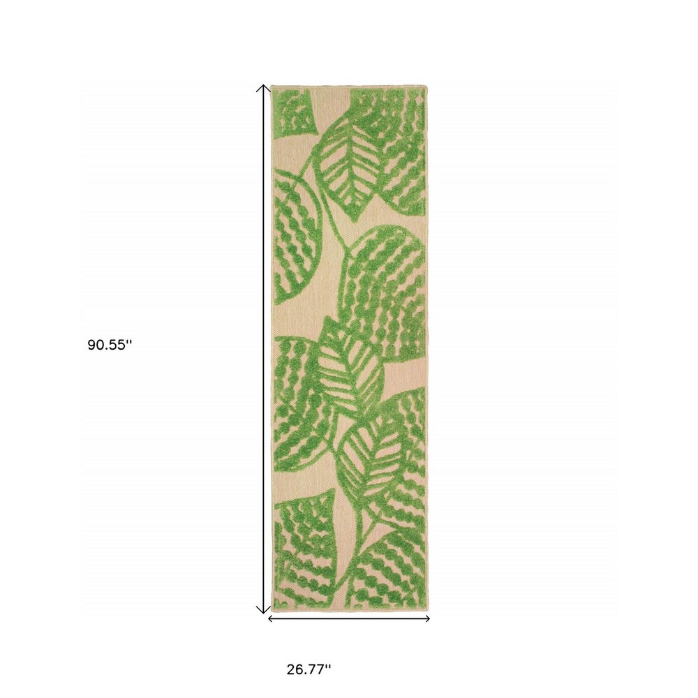 8' Green Floral Indoor Outdoor Area Rug