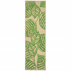 8' Green Floral Indoor Outdoor Area Rug