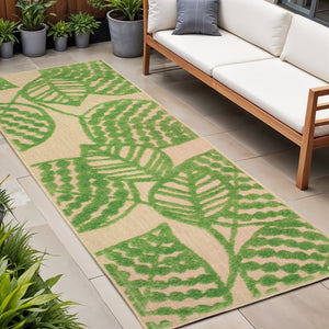 8' Green Floral Indoor Outdoor Area Rug