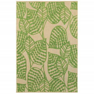 8' Green Floral Indoor Outdoor Area Rug