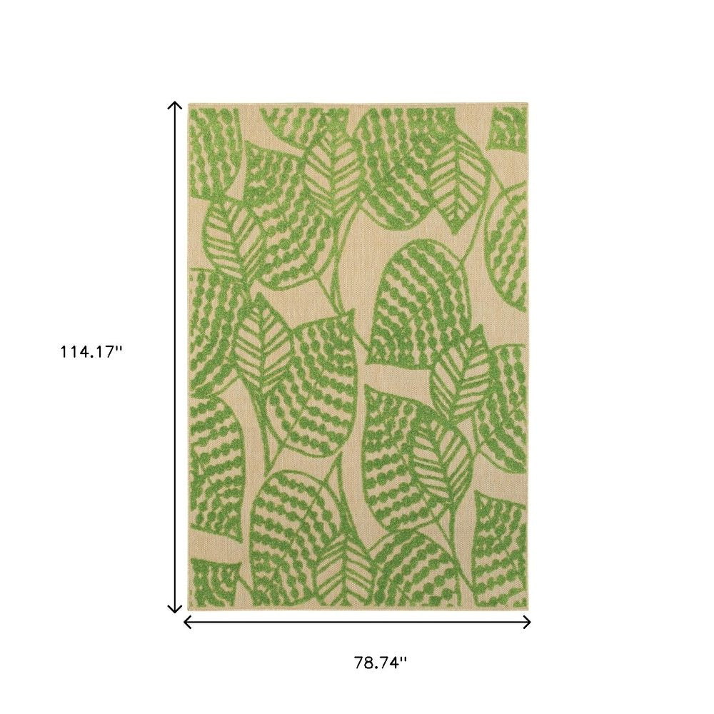 8' Green Floral Indoor Outdoor Area Rug
