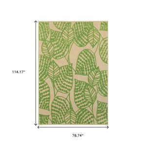 8' Green Floral Indoor Outdoor Area Rug
