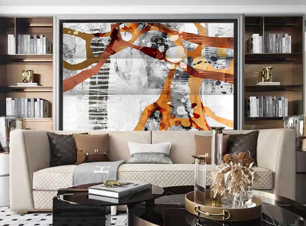 72" Black And White Canvas Folding Three Panel Screen Room Divider