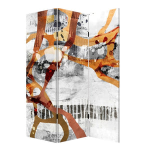 72" Black And White Canvas Folding Three Panel Screen Room Divider