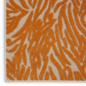 4' X 6' Orange And Ivory Abstract Stain Resistant Indoor Outdoor Area Rug