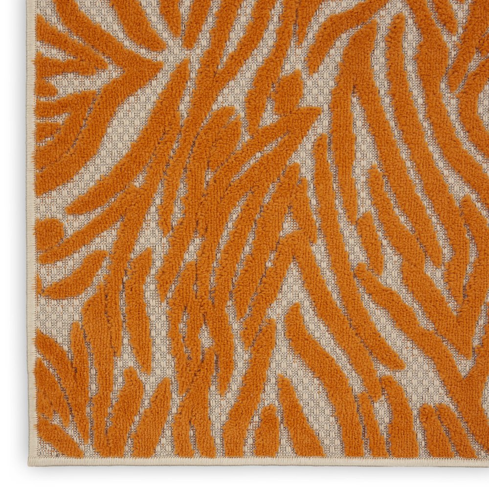 4' X 6' Orange And Ivory Abstract Stain Resistant Indoor Outdoor Area Rug