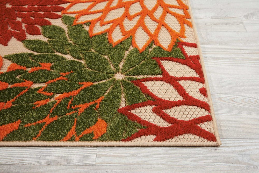 4' X 6' Orange And Ivory Abstract Stain Resistant Indoor Outdoor Area Rug