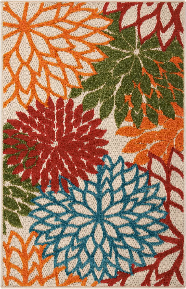 4' X 6' Orange And Ivory Abstract Stain Resistant Indoor Outdoor Area Rug