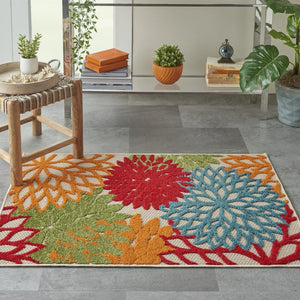 4' X 6' Orange And Ivory Abstract Stain Resistant Indoor Outdoor Area Rug