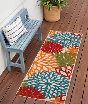 10' Green And Ivory Indoor Outdoor Area Rug