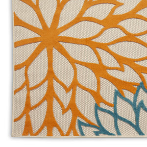 12' Green And Ivory Floral Indoor Outdoor Runner Rug