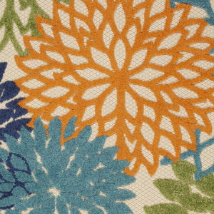 5' X 8' Ivory And Blue Floral Indoor Outdoor Area Rug