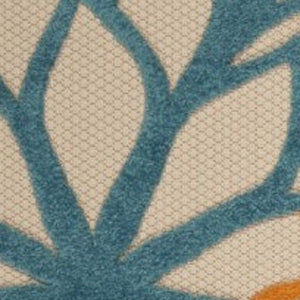 5' X 8' Ivory And Blue Floral Indoor Outdoor Area Rug