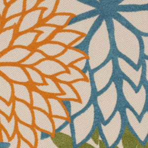 8' Ivory And Blue Round Indoor Outdoor Area Rug