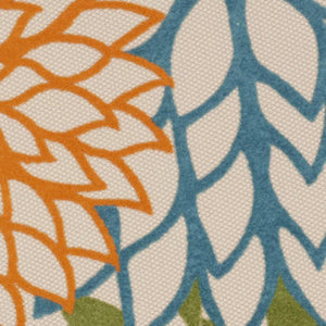 8' Ivory And Blue Round Indoor Outdoor Area Rug