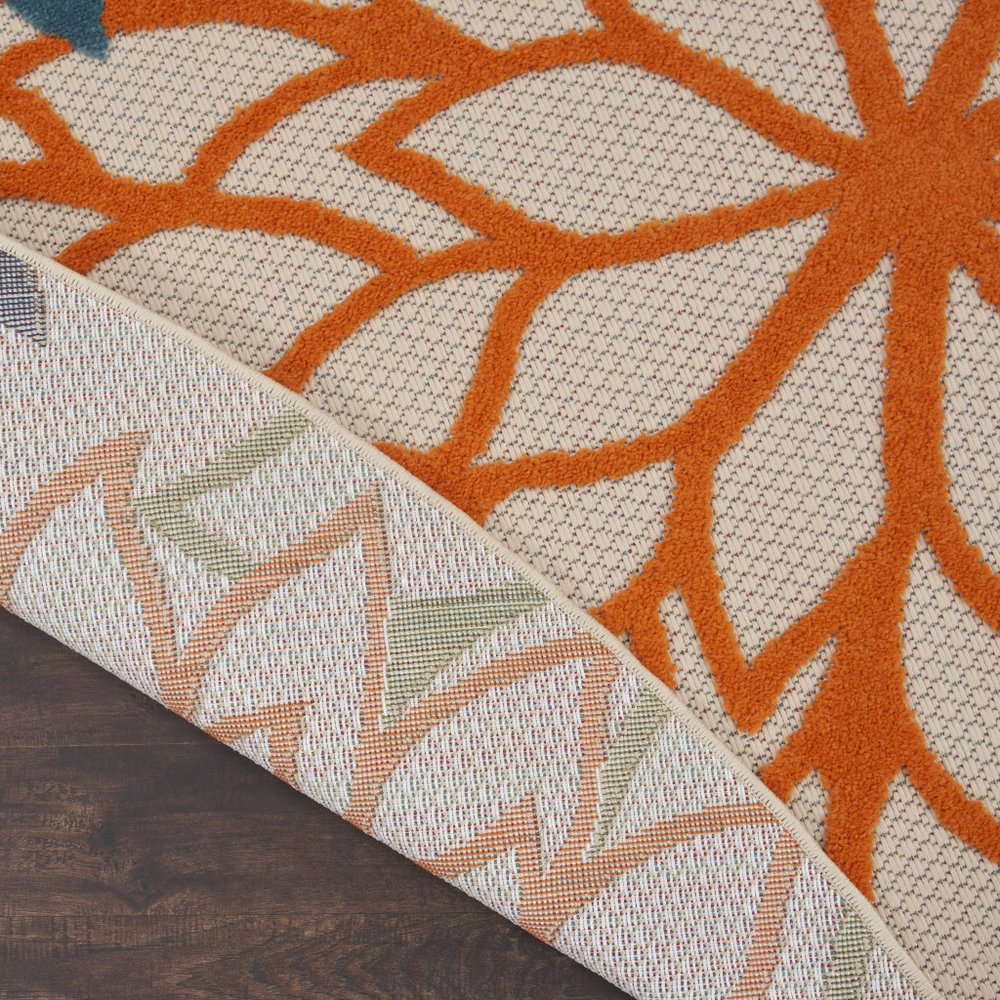 8' Ivory And Blue Round Indoor Outdoor Area Rug