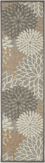 6' Gray And Ivory Floral Indoor Outdoor Area Rug