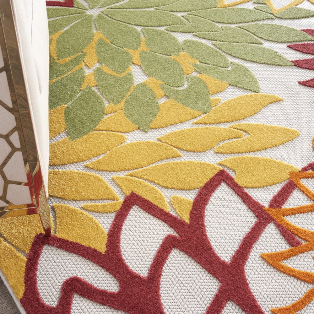 8' X 11' Green And Ivory Handmade Indoor Outdoor Area Rug