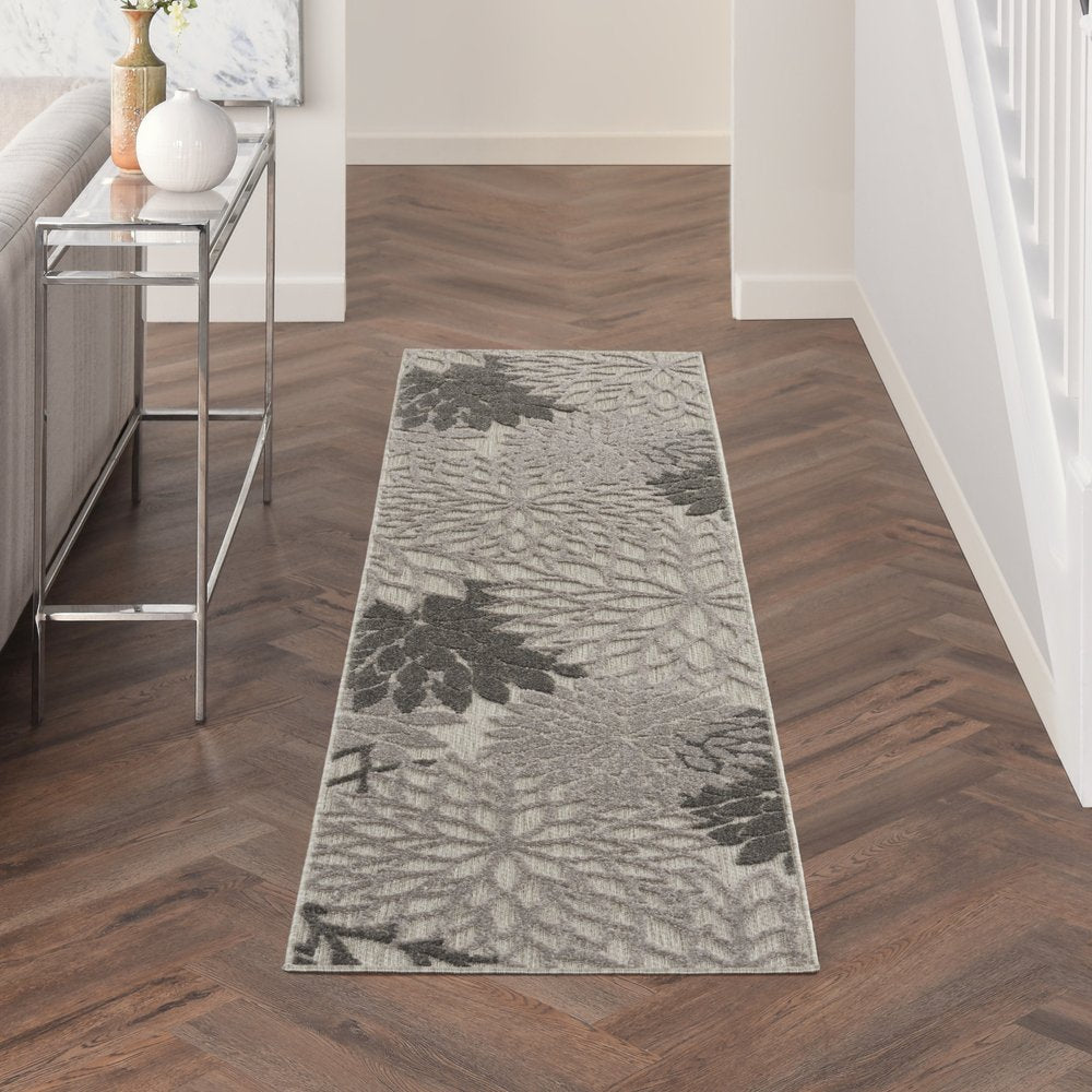12' Gray Indoor Outdoor Runner Rug