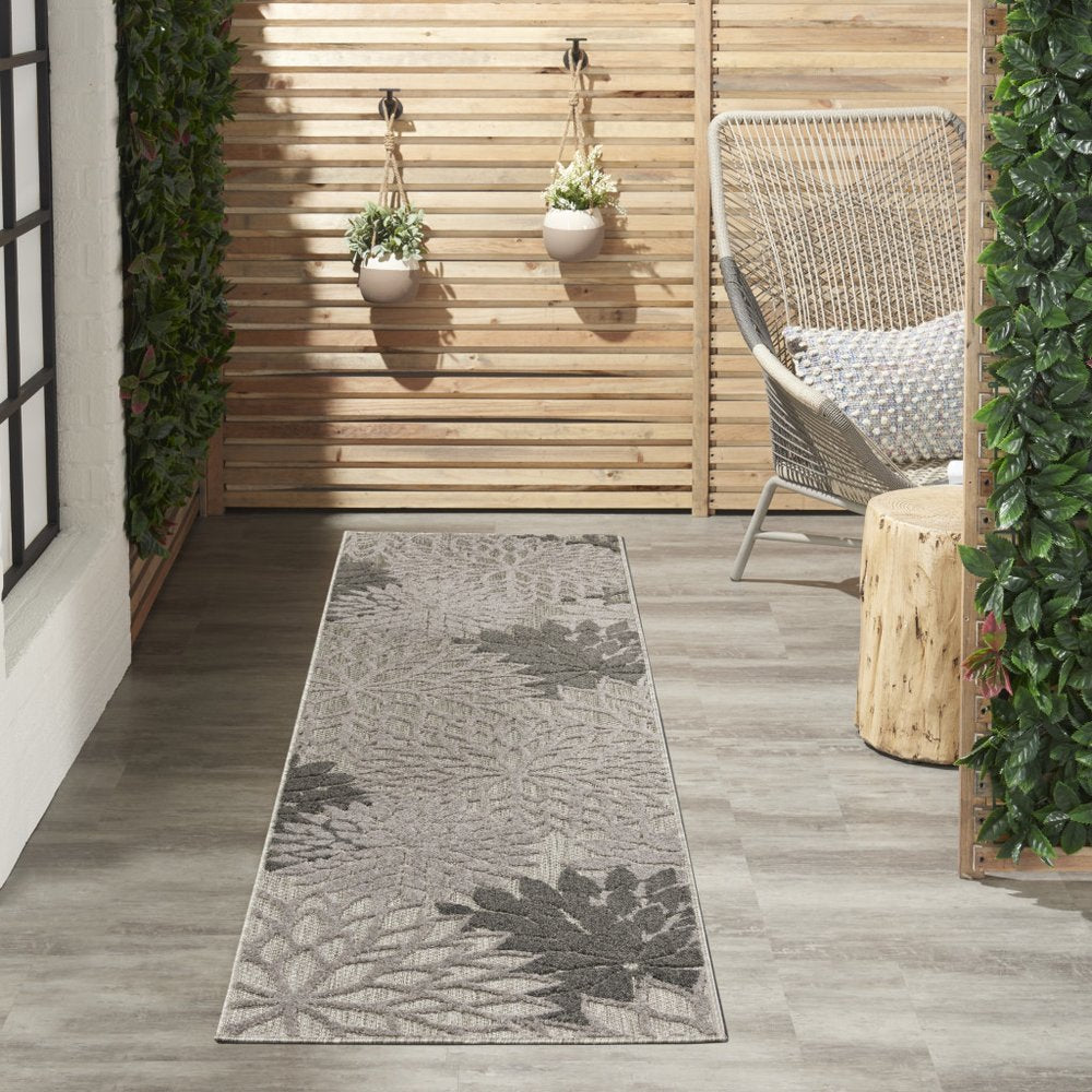 12' Gray Indoor Outdoor Runner Rug