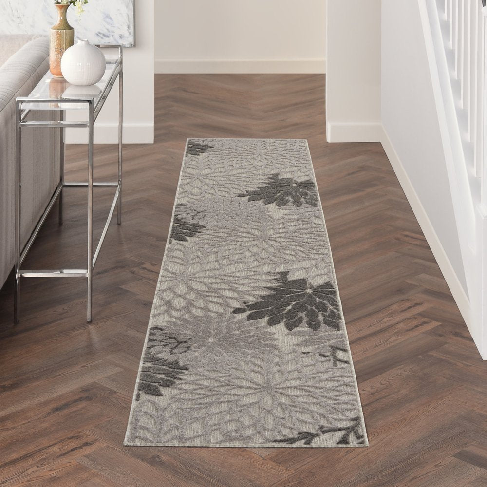 12' Gray Indoor Outdoor Runner Rug