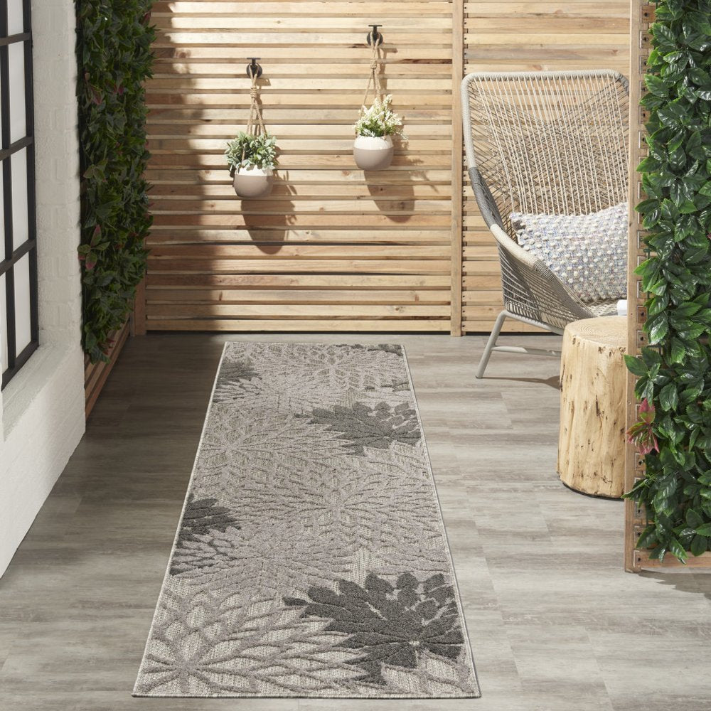 12' Gray Indoor Outdoor Runner Rug